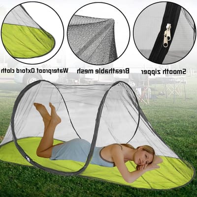 Vouwbaar Muggennet voor Reizen - 200 x 72 cm, Ultra Licht, 360° Bescherming, Waterdicht en Ideaal voor Camping en Binnengebruik, Herfstgroen