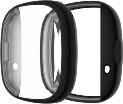 By Qubix - Geschikt voor fitbit Versa 3 / Sense Soft TPU case (volledig beschermd) - Zwart