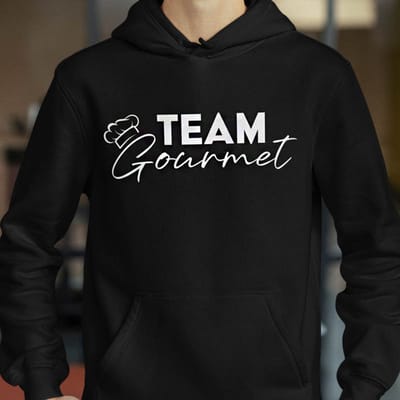 Foute Kerst Hoodie Zwart Team Gourmet - Chef’s Hat XS