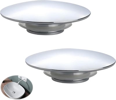 2 stuks wastafelpluggen, Bounce-Panel wastafelpluggen afvoerstoppen wastafelpluggen afvoerstoppen universele PopUp afvoerventiel klep pluggen stoppen Ronde deksel van afvoerventiel Zilver (A)