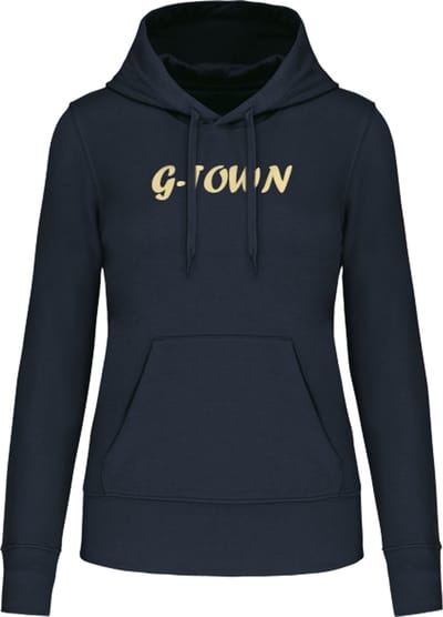 G-TOWN – Dames Hoodie – Navy Blauw – Regular Fit – Biologisch Katoen