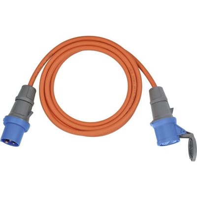 Brennenstuhl Camping Verlengsnoer 5m (CEE Verlengkabel oranje H07RN-F 3G2,5 met CEE-stekker en koppeling met afdichtflap, voor permanent gebruik buitenshuis IP44, Made in Germany)