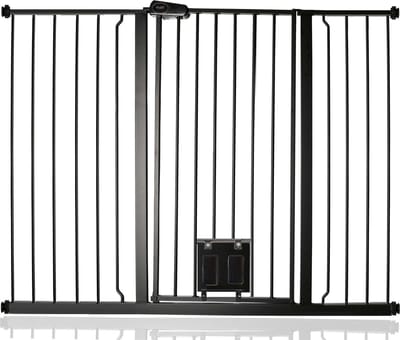 Bettacare Hoog Hek met Kattenluik, 126,7cm - 134,3cm, Zwart, 104cm Hoog