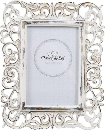Clayre & Eef Fotolijst 10x15 cm Wit Kunststof