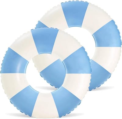 Zwembanden Volwassenen - Opblaasbare Ring - Zomerse Ontspanning - Verstevigd PVC Materiaal - 76 cm - Blauw Gestreept
