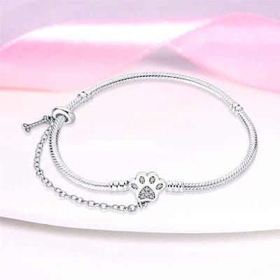 Fler® | Bedelarmband met Pootafdruk Sluiting | Armband Zilver | Zilveren armband | 925 sterling zilver | geschikt voor alle populaire bedel collecties (standaard - 3mm) | Elegante dames armband | maat 18 | Valentijnsdag Cadeau | Sinterklaas kado