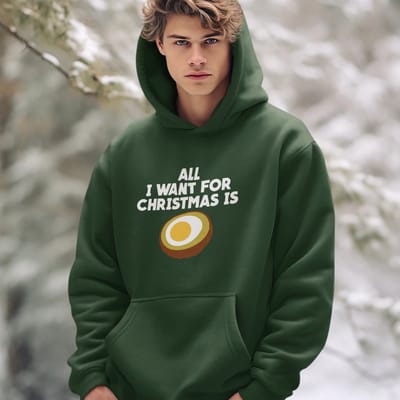 Groningen Kerst Hoodie Groen All I Want For Christmas Is Eierbal - Maat XS - Uniseks Fit - Kerstkleding Voor Dames & Heren