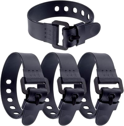 Herbruikbare industriële spanbanden 334 mm - Zwarte rubberen banden met metalen gesp voor fietsen, kamperen, bagage en yogamatten