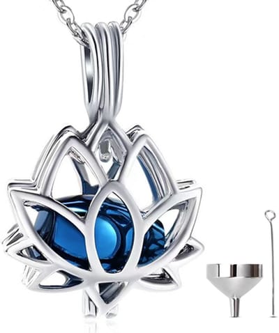 Luxe Ashanger - met Ketting (55 cm) - Voor As, Haren of Parfum - Assieraad - As Ketting - Gedenksieraad - Urn - As Hanger - Incl. As vuller en Opbergzakje - Stone Blue