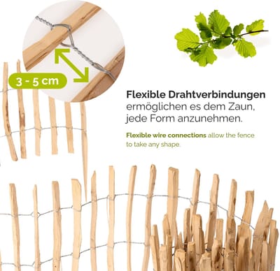 Garronda Tuinafscheiding van Hazelnoten Schutting – Tuinpiketafscheiding – Bedrand – Hout - GD-0156 - 5 Stuk - 50 cm x 500 cm