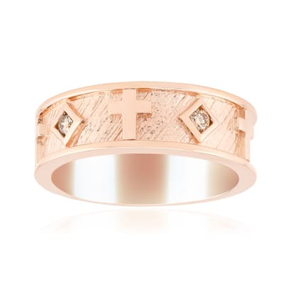 Cavill - Zilveren ring met roségoud vergulde laag - 2x I1 Argyle Rose de France diamanten 0,06 ct - Ronde briljant - Comfortabel bredere band