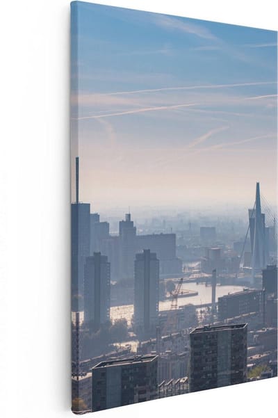 Artaza Canvas Schilderij Rotterdam - 20x30 cm - Klein - Wanddecoratie Skyline - Muurdecoratie Woonkamer - Kamer Accessoires