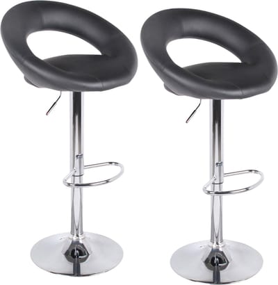 "WE LOVE" SET VAN 2 BARSTOELEN IN ZWART PU
