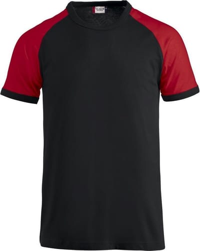 Clique Raglan-T 029326 - Zwart/ Rood - XS