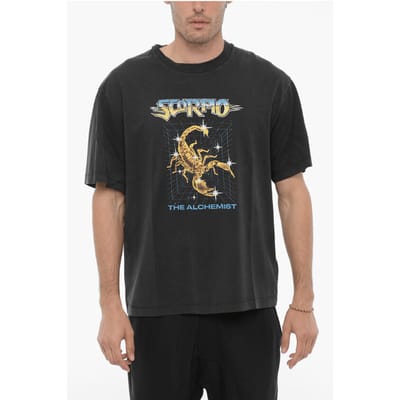 Bedrukt SCORPIO THE ALCHEMIST T-shirt met ronde hals in grijs