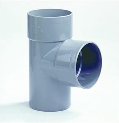 Dyka T-stuk met 2x mof en 1x spie 90° PVC grijs keurmerk BRL52100 32mm