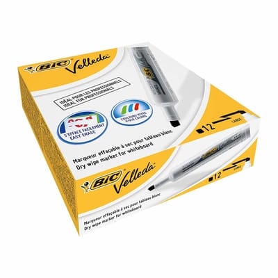 BIC Velleda 1791 markeerstift 12 stuk(s) Zwart Beitelvormige punt