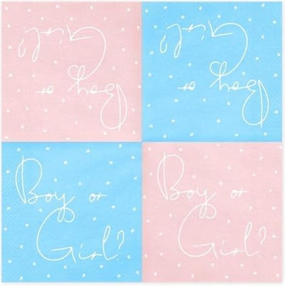 Servetten Roze/Blauw met Boy or Girl?