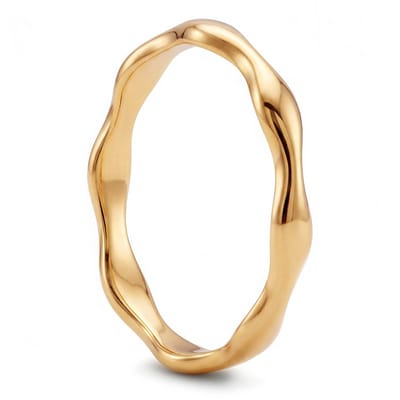 Molten | 4 mm goudkleurige roestvrijstalen golvende ring