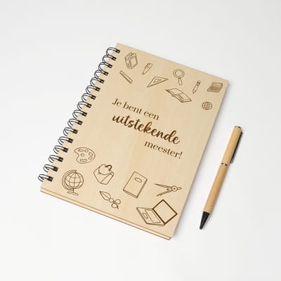 Notitieboek A5 - Luxe balpen - Cadeau - Einde schooljaar cadeau - Notitieboek - Cadeau meester - Schoolspullen