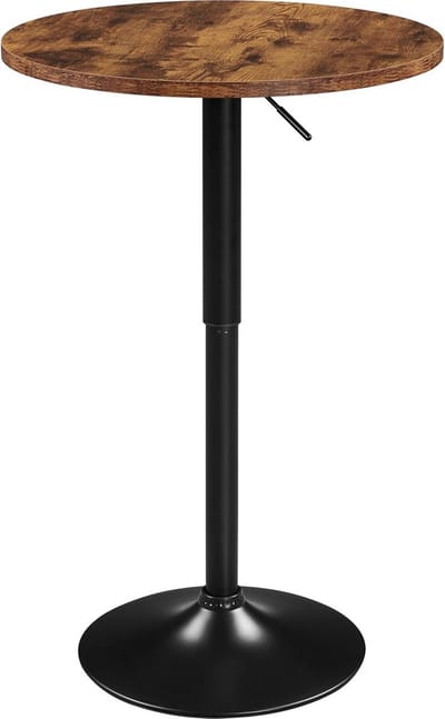 Bartafel Verstelbaar - Statafel Bistrotafel - Dranken Serveren - 360 Graden Draaibaar - Ø 60 cm - Roestbruin