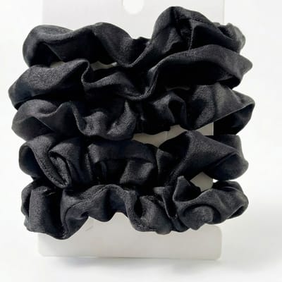 Zwarte scrunchies set – satijn look haar elastiekjes voor dames – zachte glanzende haar accessoires – 3 stuks