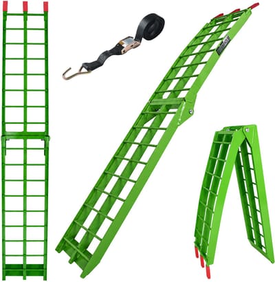 TRUTZHOLM 1 x opklapbare oprijplaat 180 cm draagvermogen 340 kg aluminium groene golfstaaf oprijplaat
