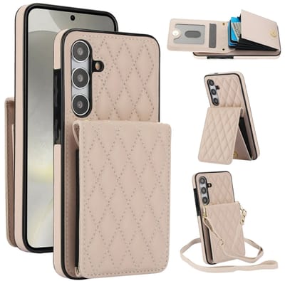 Voor Samsung Galaxy S24+ 5G YM015 Crossbody Rhombic Kaarttas RFID Telefoonhoesje (wit)