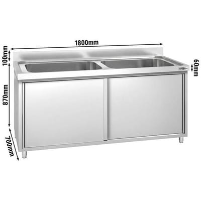 GGM Gastro Topfspülschrank PREMIUM - 1800x700mm - mit 2 Becken