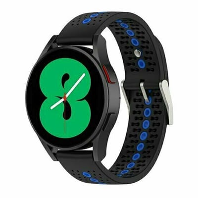 By Qubix - Dot Pattern siliconen bandje - Zwart met blauw - geschikt voor Huawei Watch GT 6 / GT 7 / GT 6 pro / GT 7 pro - 46mm