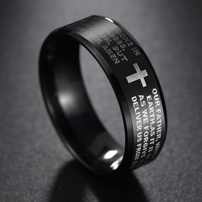 8mm Religieus Kruis Jezus Schrift Christelijke Bijbelvers Inspirerend Geloof Roestvrijstalen Ringen voor Vrouwen Mannen Sieraden Geschenken 10