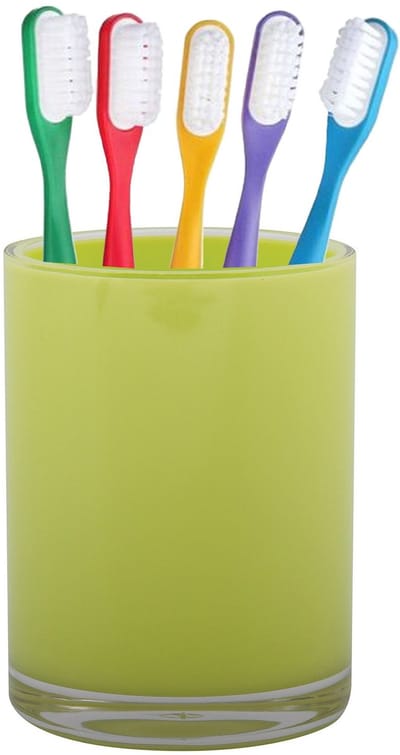 Home & Styling badkamer bekers - tandenborstelhouder - Troyes - kunststof - lime - 7 x 9 cm