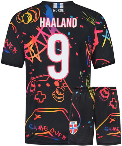 Haaland Noorwegen Voetbaltenue - Gaming - Voetbal Tenue Kinderen - Shirt en Broekje - Jongens en Meisjes - Volwassenen - Heren en Dames - Maat 128