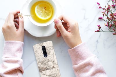 Back Cover voor OnePlus 7 Pro TPU Siliconen Hoesje Marmer Beige