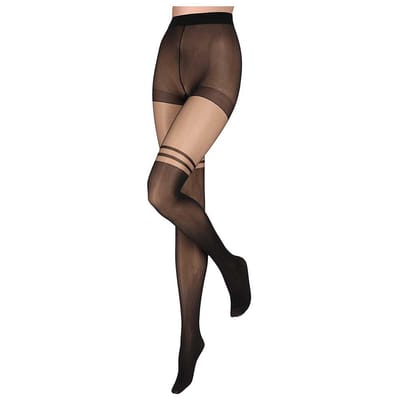 Dames fantasie panty - Strepen - 40 Denier - Zwart / XXL
