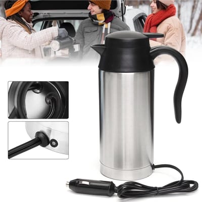 Elektrische Auto Waterkoker - 12V 750ml Elektrische Verwarmingsmok - Roestvrijstalen Waterkoker - Koffiekopjeswarmer - Autoketel