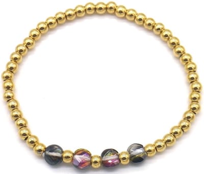 Kralenarmbandje - kralen - armbandje - sieraad - accessoire - elastiek - goudkleurig - hip - trendy - tijdloos - chique - feest - cadeau - dames - vrouwen - unisex - feestdagen - verjaardag
