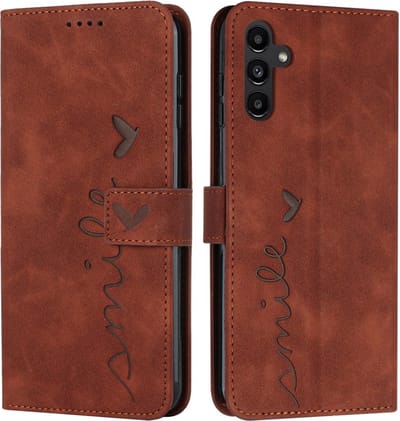 Coverup Hoesje - Geschikt voor Samsung Galaxy A17 / A26 / A16 Hoesje - Coverup Smile Book Case - Bruin