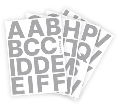 Letter stickers / Plakletters - Stickervellen Set - Metallic Zilver - 6cm hoog - Geschikt voor binnen en buiten - Standaard lettertype - Glans