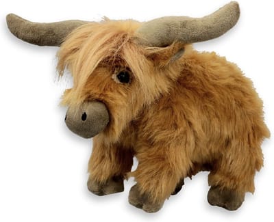 Inware pluche Schotse hooglander koe knuffeldier - bruin - staand - 30 cm - Koeien knuffels - Dieren