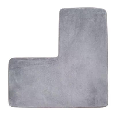 Effen Kleur Koraalvilt Vloermat L-vormige Badkamervloermat Huishoudelijk Toilet Tussenstuk Koelmat 80 * 80cm gray