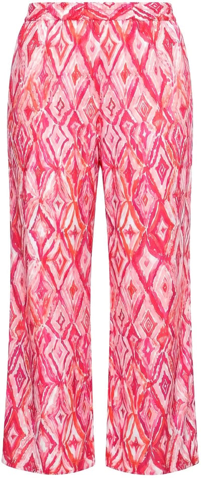 Angel of Style - Dames - Broek rechte pijp satijn all-over print - Roze - Maat 42