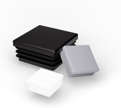 FUX 4 stuks kunststof vierkante lamellenstoppen, 12x12mm - 120x120mm, stoelpoten beschermers, buispluggen, afdichtplug, meubelglijders, buisdoppen (110x110mm, buiswanddikte: 3-5mm, zwart)