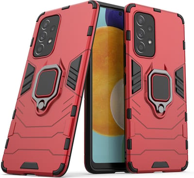MobyDefend Hoesje - Geschikt voor Samsung Galaxy A53 - Dubbelgelaagde Pantsercase Met Standaard - Rood