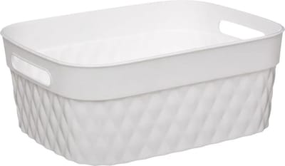 5Five Opbergmand/box van kunststof - wit - 25 x 33 x 13 cm - 8.5 liter