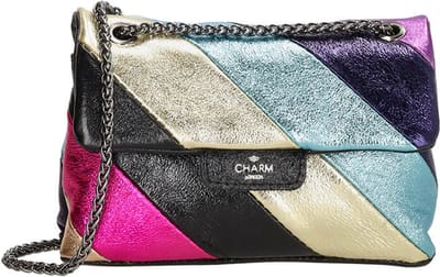 Charm London Elisa Crossbody Schoudertas - Avondtasje - Leren Dames Tas - Turquoise Multi