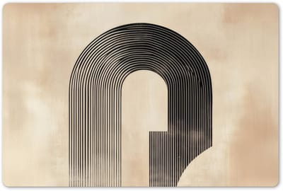Placemats 45x30 cm - Placemat kunststof - 1 stuk - Boog - Strepen - Minimalistisch - Zwart - Borden onderleggers - Decoratie voor op tafel - Keuken tafeldecoratie accessoires - Vinyl onderlegger - Tafelversiering