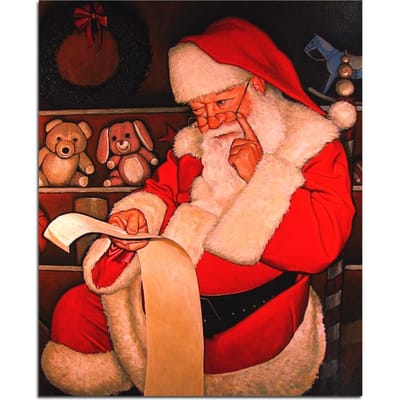 Peinture diamant 5D à faire soi-même, broderie complète de diamants carrés de noël, père noël réfléchi 20X30CM red