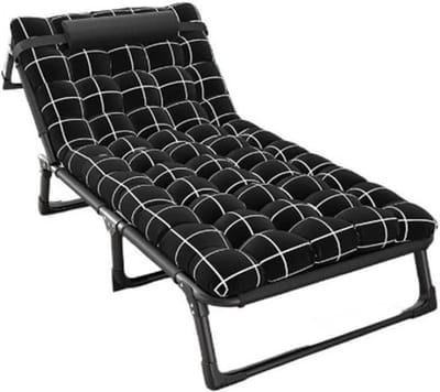 Opklapbed Ligstoel - Eenvoudig Slaapbed - Buiten en Thuis - Lichtgewicht Compact - 190 x 75 cm - Zwart