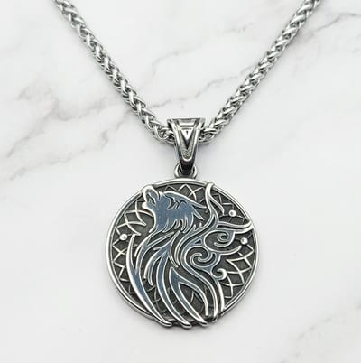 Mei's - Viking Valknut Wolf - ketting heren - RVS zilver - 50 cm